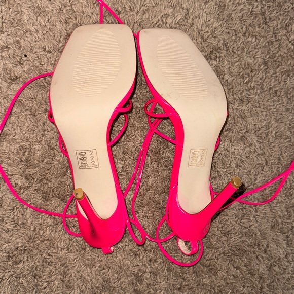 Azalea Wang Hot Pink Lace-Up Stiletto Heels 5.5” Size 9 - Picture 7 of 12